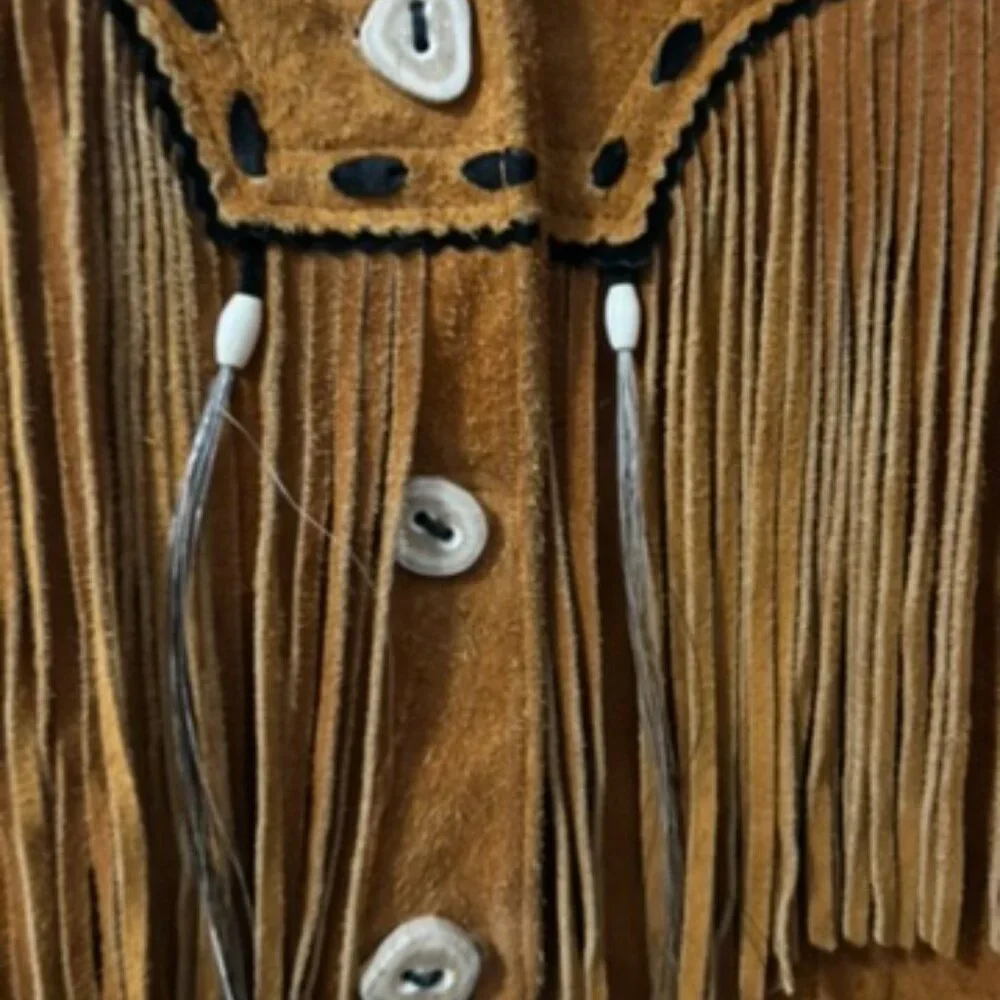 Rare Patricia Wolf Hand Painted Suede Fringe Jacket Western Made in Texas Small - Picture 6 of 10
